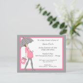 Roze en grijze Baby shower Kaart (Staand voorkant)