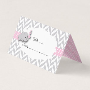 Roze en grijze Baby shower Kaarten plaatsen
