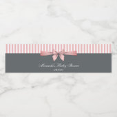 Roze en grijze Baby shower met strips Waterfles Etiket (Enkel label)