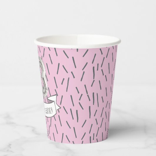 Roze en Grijze Ballon Meisjes 13e Verjaardagsfeest Papieren Bekers (Links)