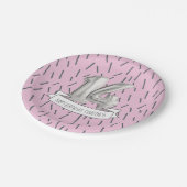 Roze en grijze ballonmeisjes 14e verjaardag papieren bordje (Gekanteld)