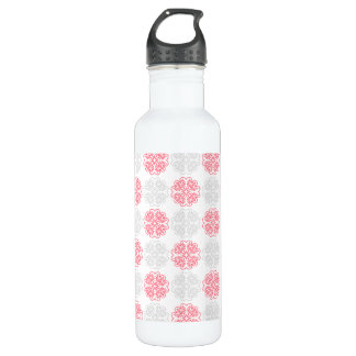 Roze en Grijze Bloei Patroon Moderne Waterfles Waterfles