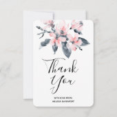 Roze en grijze bloemen Classy Waterverf Hartelijk Bedankkaart (Voorkant)