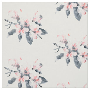Roze en grijze bloemen Classy-Waterverf Stof