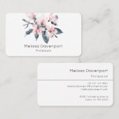 Roze en grijze bloemen Classy-Waterverf Visitekaartje (Voorkant / Achterkant)