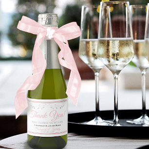 Roze en grijze bruiloft Bedankt Mini Bottle Sparkling Wijnetiket