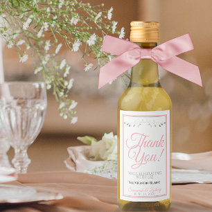 Roze en grijze bruiloft Mini Wine Bottle Label Dan Wijn Etiket