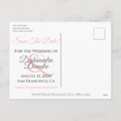 Roze en grijze bruiloft sparen het Briefkaart Datu (Achterkant)