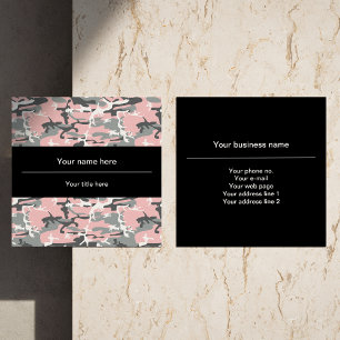 Roze en grijze camouflage, camouflage, militair, l vierkante visitekaartje