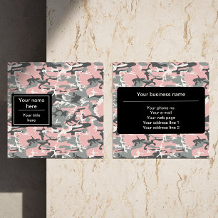 Roze en grijze camouflage, camouflage, militair, l vierkante visitekaartje