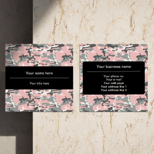 Roze en grijze camouflage, camouflage, militair, l vierkante visitekaartje