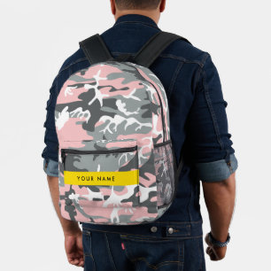 Roze en Grijze Camouflage Jouw naam Personaliseren Bedrukte Rugzak