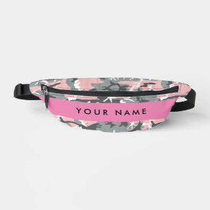 Roze en Grijze Camouflage Jouw naam Personaliseren Heuptasje