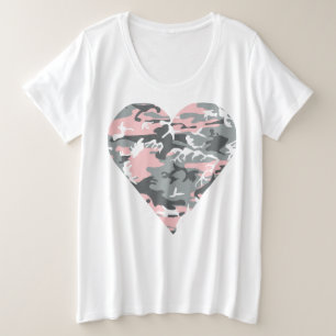 Roze en grijze camouflage, militair, leger grote maat t-shirt