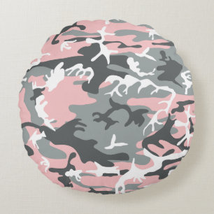Roze en grijze camouflage, militair, leger rond kussen