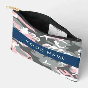 Roze en grijze camouflage personaliseer je naam etui