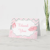 Roze en Grijze Chevron Ballerina Bedankt (Voorkant)