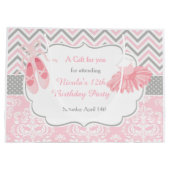 Roze en Grijze Chevron Ballerina Verjaardag Bedank Groot Cadeauzakje (Achterkant)