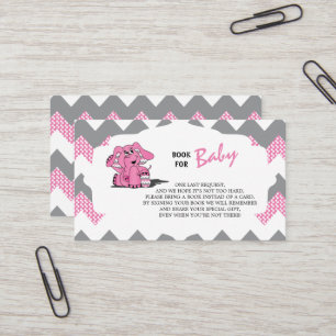 Roze en grijze Chevron Elephant   Boek meenemen  Visitekaartje