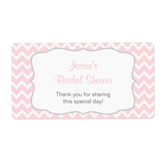 Roze en Grijze Chevron-etiket van de Waterfles Etiket (Voorkant)