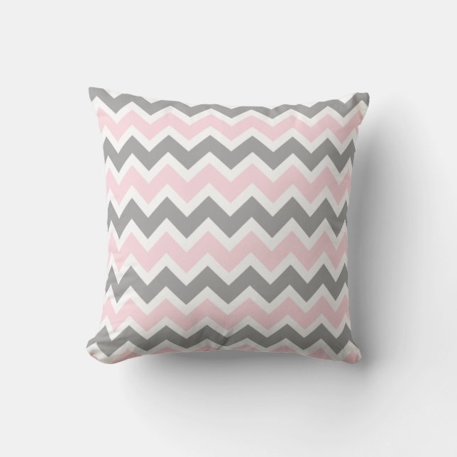 Roze en grijze Chevron modern decor sofa kussen (Voorkant)