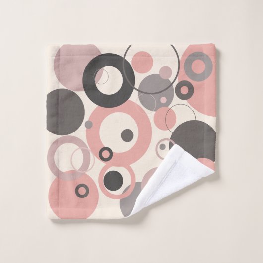 Roze en grijze cirkels M-eeuwse moderne Bad Handdoek (Wasdoekje)