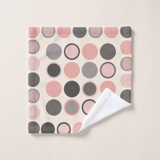 Roze en grijze cirkels midden-eeuwse moderne bad handdoek (Wasdoekje)
