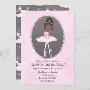 Roze en grijze couture Dark Ballerina Birthday Par Kaart