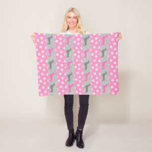 Roze en grijze dachshund fleece deken