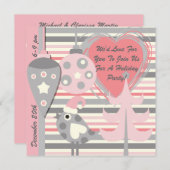 Roze en grijze dag van de feestdag kaart (Voorkant / Achterkant)