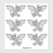 Roze en grijze Dinosaur Dragons Sticker (Vel)