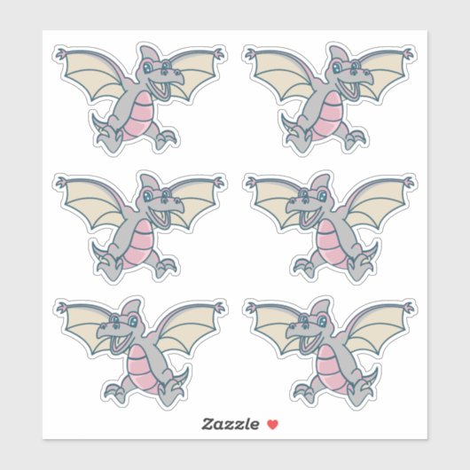 Roze en grijze Dinosaur Dragons Sticker (Vel)