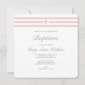 Roze en grijze doop uitnodiging (Voorkant)