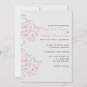 Roze en grijze Elegant Damask Uitnodiging (Voorkant)