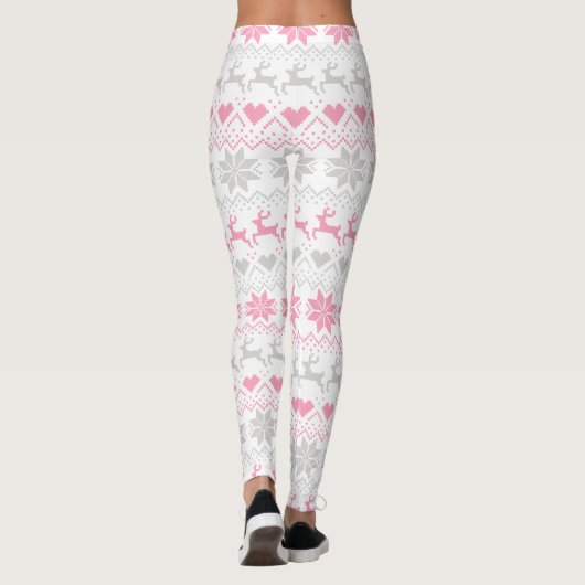 Roze en grijze Fair Isle Leggings (Achterkant)