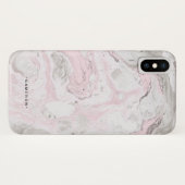 Roze en grijze faux marmer Modern gepersonaliseerd Case-Mate iPhone Case (Achterkant (horizontaal))