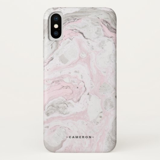Roze en grijze faux marmer Modern gepersonaliseerd Case-Mate iPhone Case (Achterkant)