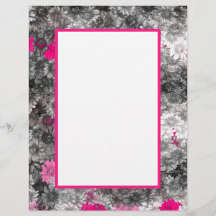 Roze en grijze Floral Kunst Briefhoofd