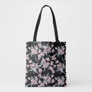 Roze en grijze Floral Waterverf Patroon Draagtas