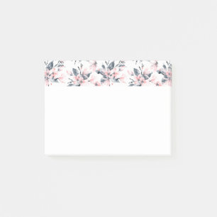 Roze en grijze Floral Waterverf Patroon Post-it® Notes