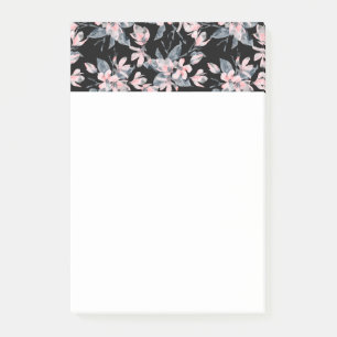 Roze en grijze Floral Waterverf Patroon Post-it® Notes