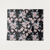 Roze en grijze Floral Waterverf Patroon Wandkleed (Voorkant (horizontaal))