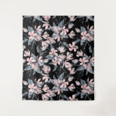 Roze en grijze Floral Waterverf Patroon Wandkleed (Voorkant)