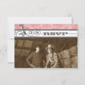 Roze en grijze Funky Swirls Weddenschap RSVP (Voorkant)