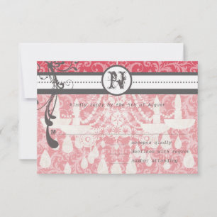 Roze en grijze Funky Swirls Weddenschap RSVP Kaartje
