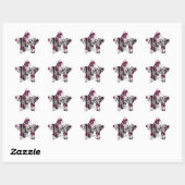 Roze en grijze gemalen schedel ster sticker (Vel)