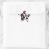 Roze en grijze gemalen schedel ster sticker (Tas)