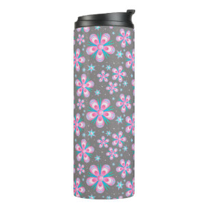 Roze en grijze geometrische Florals Thermal Tumble Thermosbeker