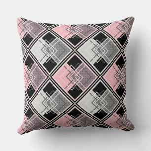 Roze en grijze geometrische patchwork #patchwork kussen