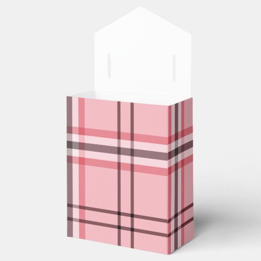 Roze en grijze geruite modepatroonfeest bedankdoosjes (Geopend)